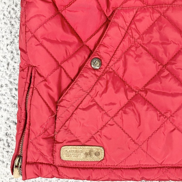 Lauren Ralph Lauren Vest Womens Large Red Quilted Corduroy Collar Equestrian - Picture 2 of 8